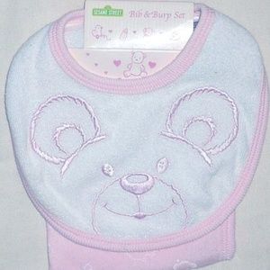 Baby girl 1 terrycloth embroidered bib & burp set